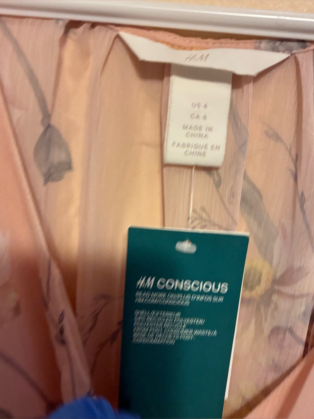 NWT H&M Conscious Floral Semi Sheer Flowy Floral Midi Dress Size 6 - Picture 7 of 9